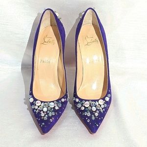 Christian Louboutin purple suede w pearls/crystals